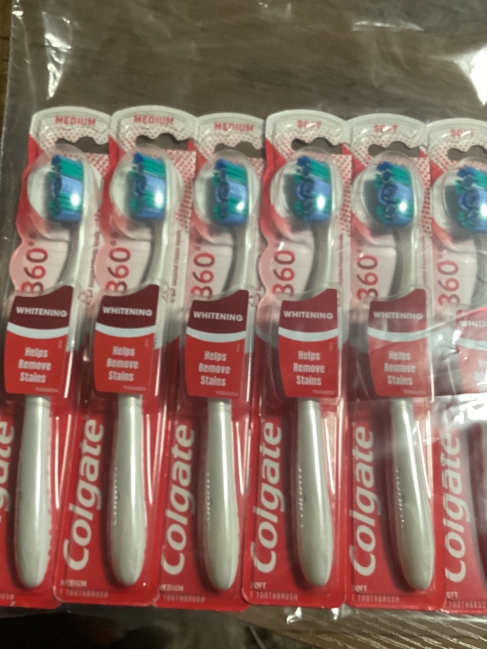 Colgate 360 Whitening Soft & Medium Toothbrushes Bundle 6 pack